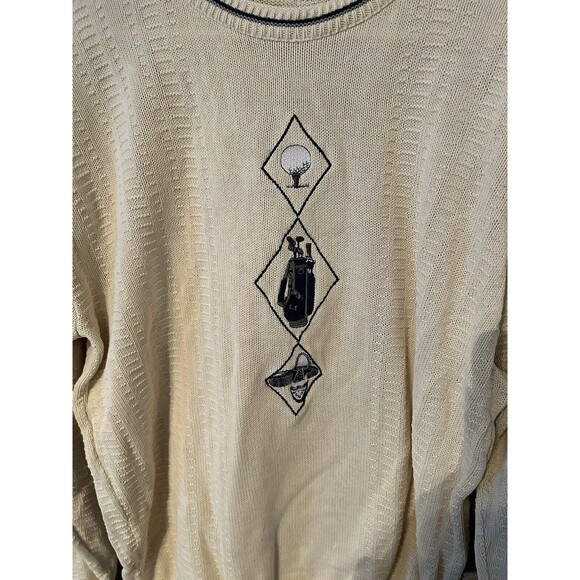 PINNACLE Yellow Crewneck Long Sleeve Cotton Sweater Men M ~Made in USA~ VTG - Picture 3 of 7